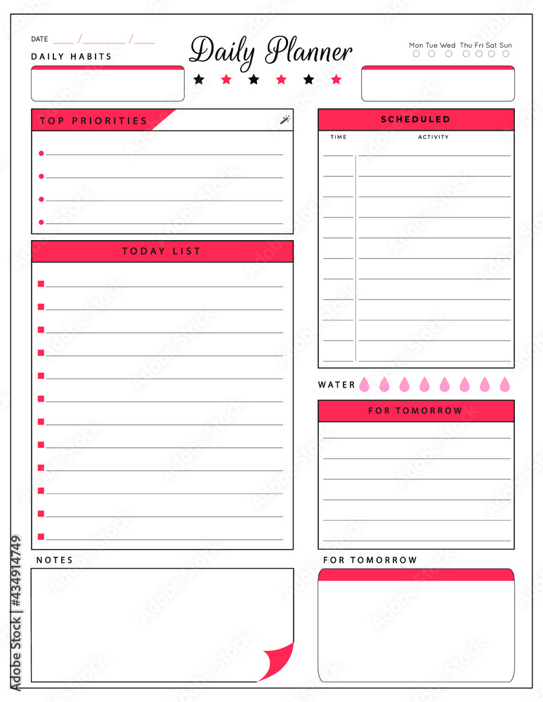 Daily planner template. printable template - Easy to plan your day ...