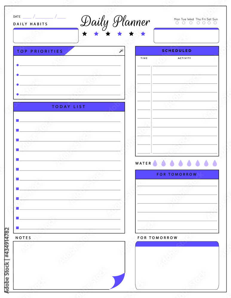 Daily planner template. printable template - Easy to plan your day ...
