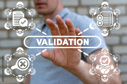 Validation business concept. Valid and Compliance Control.