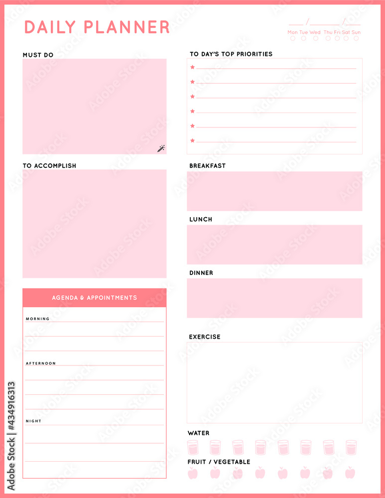 Daily planner template. printable template - Easy to plan your day ...
