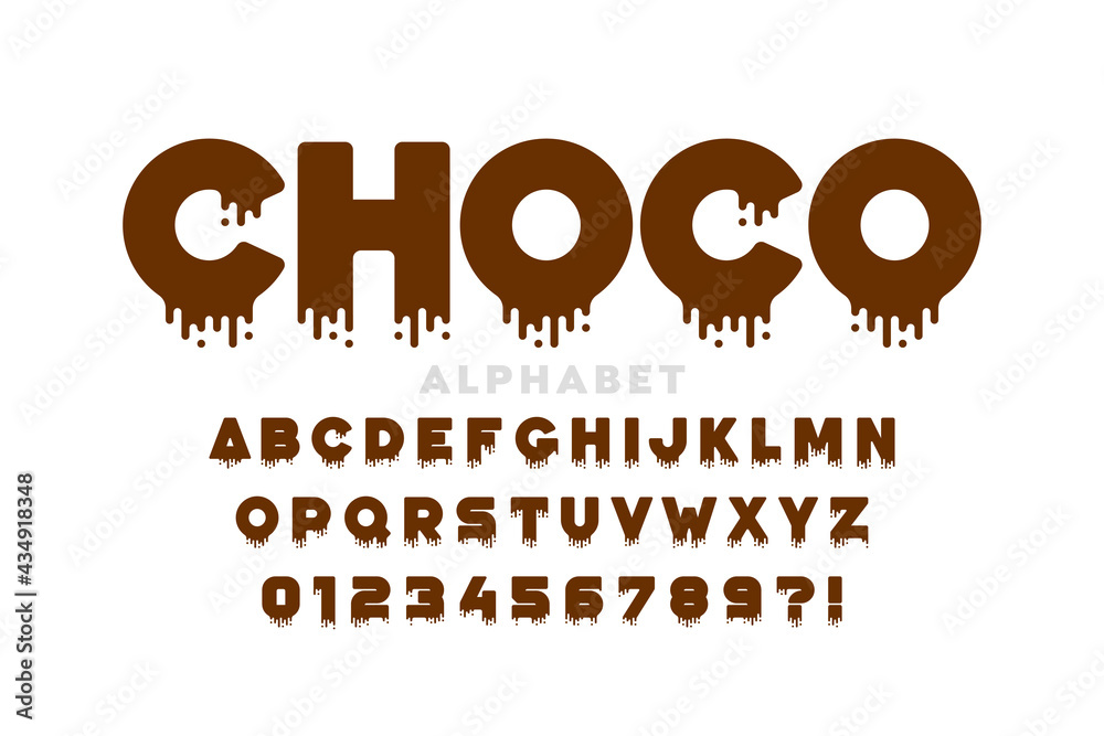 Melted dripping chocolate style font design, alphabet letters and ...