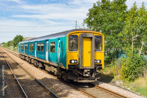 Generic diesel multiple unit or DMU train on a British railway commonly used on rural and main rail lines for commuter services in the UK