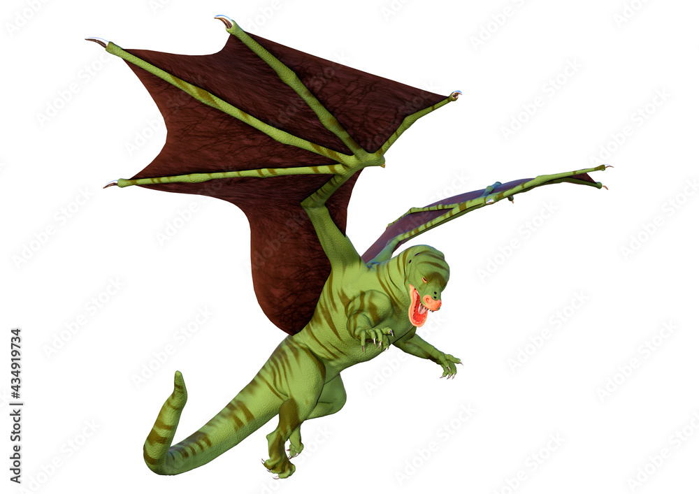 Fototapeta premium 3D Rendering Fairy Tale Dragon on White