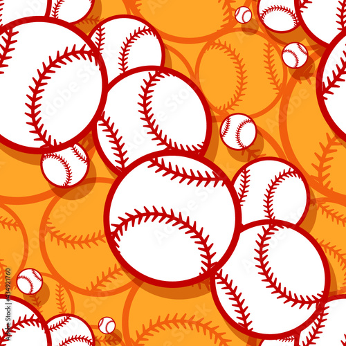 Vector seamless pattern with baseball softball ball graphics. Ideal for wallpaper, packaging, fabric, textile, wrapping paper design and any kind of decoration