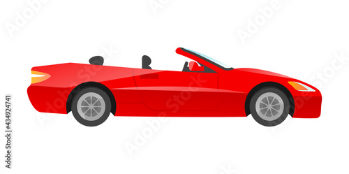 Sticker of red convertible sportcar on white background photo