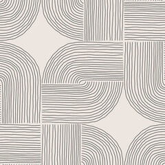 Gardinen Mustersammlungen Trendiges minimalistisches nahtloses Muster mit abstrakter kreativer handgezeichneter Komposition  © C Design Studio