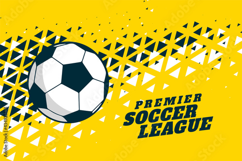 Naklejka yellow sports background with football soccer and triangle halftone