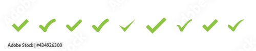 check mark vector icon. green box set. ok choose illustration white background. correct isolated symbol.