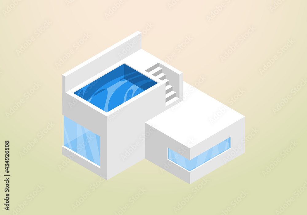 isometric design of modern and minimalist house vector template isometric design of modern and minimalist house vector template
