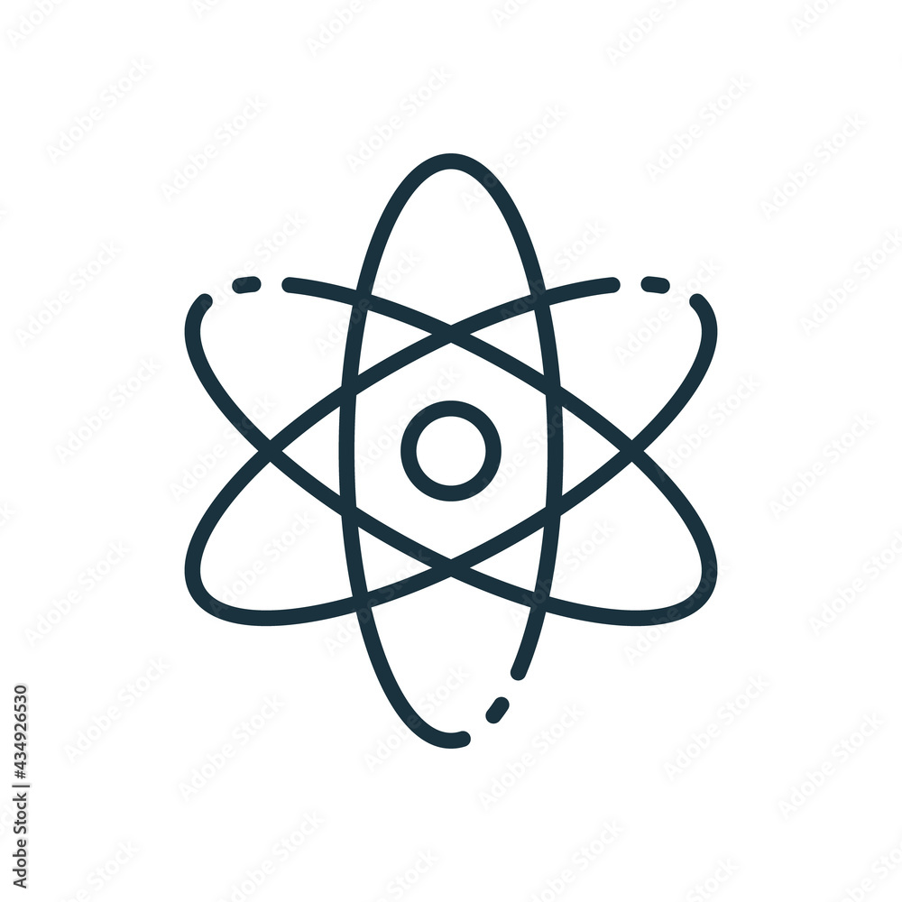 Atom Line Icon. Scientific Atom Symbol. Sign of Education and Science. Structure of Nucleus of Atom. Protons, Neutrons and Electrons linear Icon. Editable stroke. Vector illustration Atom Line Icon. Scientific Atom Symbol. Sign of Education and Science. Structure of Nucleus of Atom. Protons, Neutrons and Electrons linear Icon. Editable stroke. Vector illustration