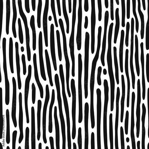 Abstract Vector Nature Backgroung. Hand Drawn Seamless Pattern. Fashion Illustration Black and White Texture 
