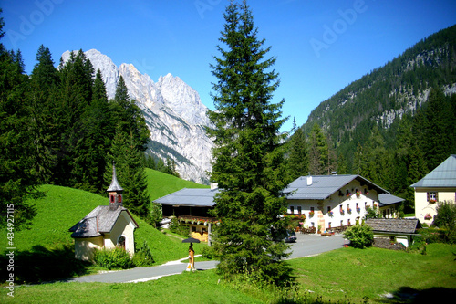 A sunlit picturesque village in the Bavarian Alps (Berchtesgaden).