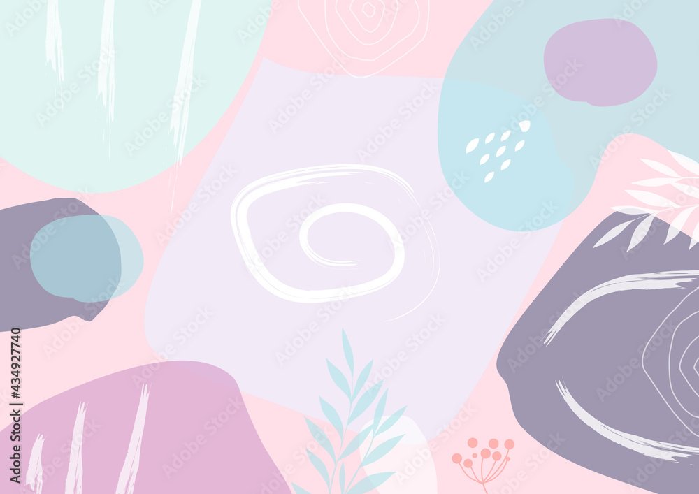 Abstract pastel background. Hand drawn design minimal trendy style.
