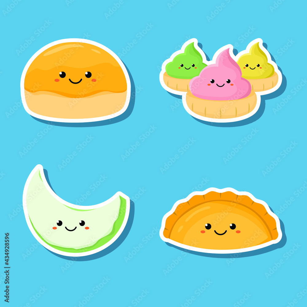 Delicious traditional Indonesia cookies nastar pastel putri salju vector Delicious traditional Indonesia cookies nastar pastel putri salju vector