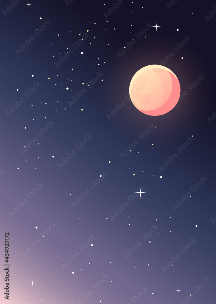 Sky with moon and stars. Space landscape in vertical orientation. Sky with moon and stars. Space landscape in vertical orientation.