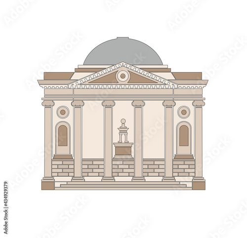 DRAWING OF HISTORICAL BUILDINGS OF VENICE, ANCIENT ITALIAN ARCHITECTURE IN GOTHIC AND NEOCLASSIC STYLE