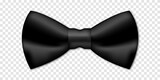 Realistic black bow tie. Vector bowtie isolated on transparent background