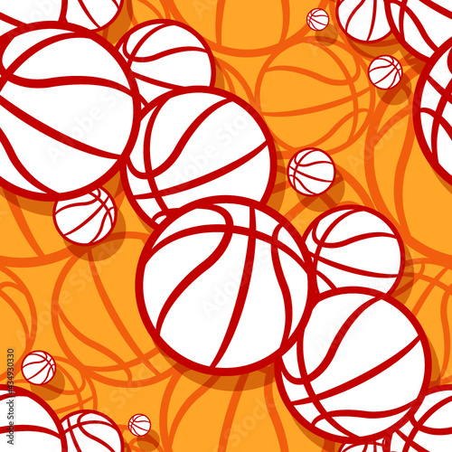 Basketball balls seamless pattern design vector illustration. Ideal for wallpaper, cover, wrapping paper, packaging, textile design and any kind of decoration