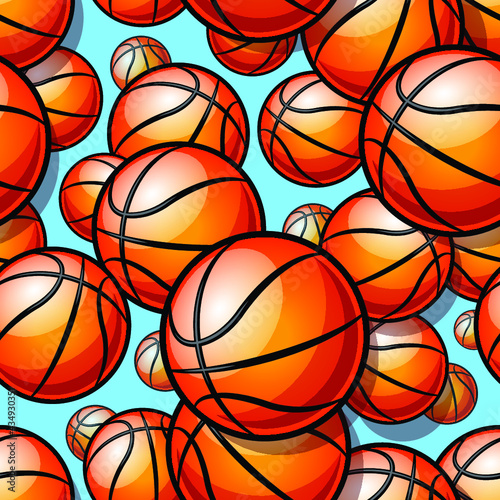 Basketball balls seamless pattern design vector illustration. Ideal for wallpaper, cover, wrapping paper, packaging, textile design and any kind of decoration © Artoholics