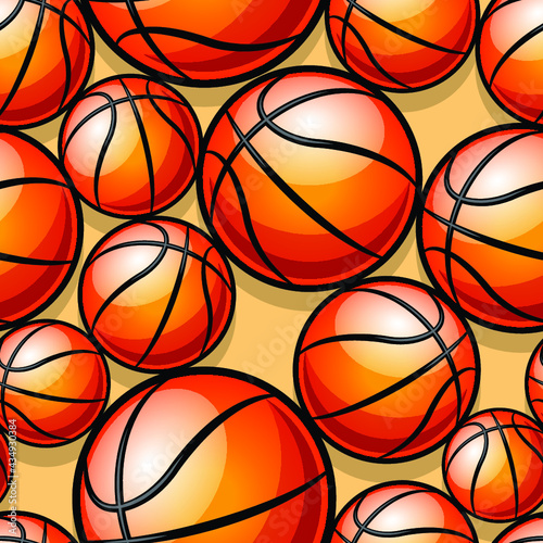 Seamless pattern with basketball balls vector digital paper design. Ideal for wallpaper, cover, wrapper, packaging, fabric design and any kind of decoration © Artoholics