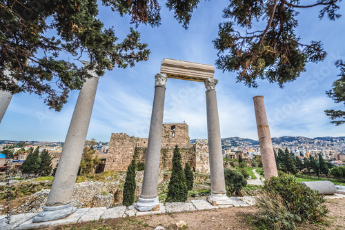 Roman columns in Byblos historical town, Lebanon