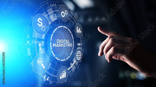 Digital marketing, Online advertising, SEO, SEM, SMM. Business and internet concept