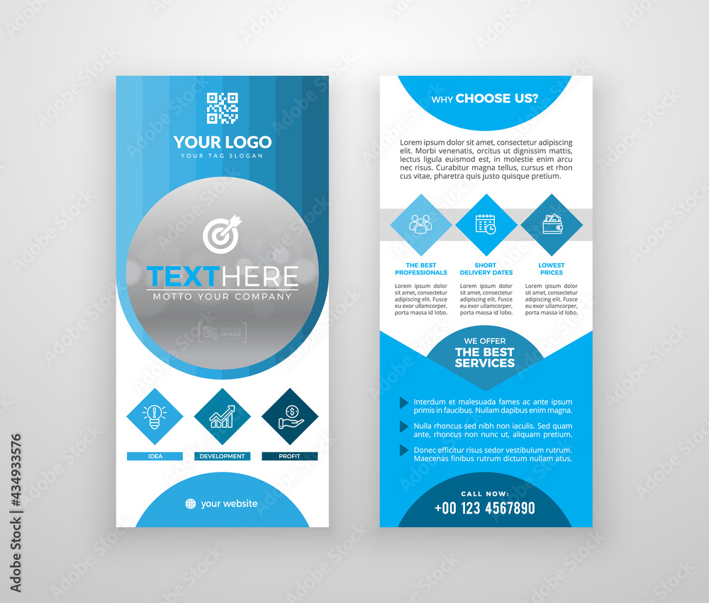 Two Column Flyer Simple Design Less Ink Double-sided DL flyer design. Brochure or flyer template. Layout with ...
