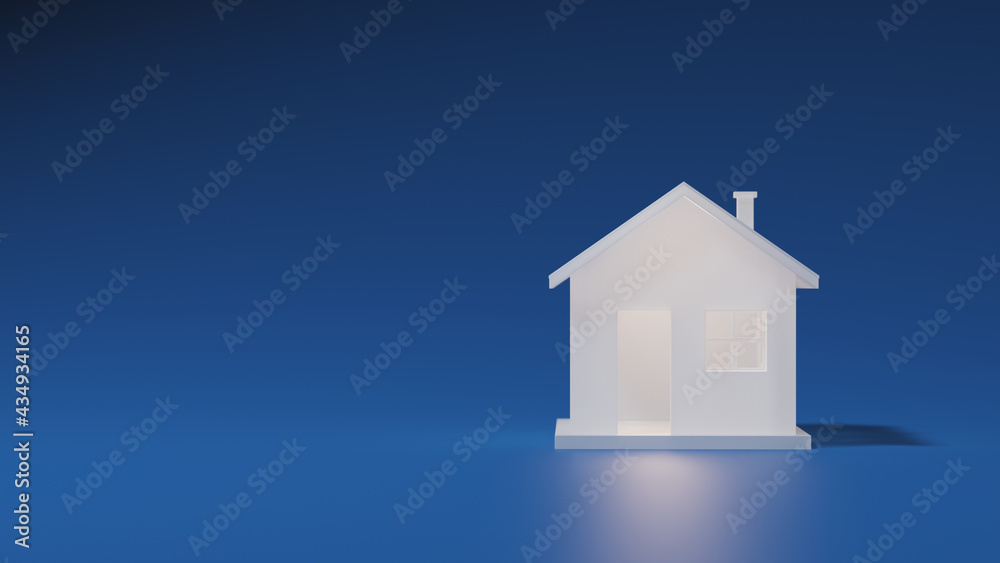 Small house on blue background. 3d render Small house on blue background. 3d render