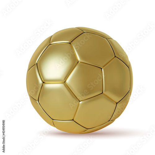 Soccer ball gold 3D realistic isolated on white background. vector