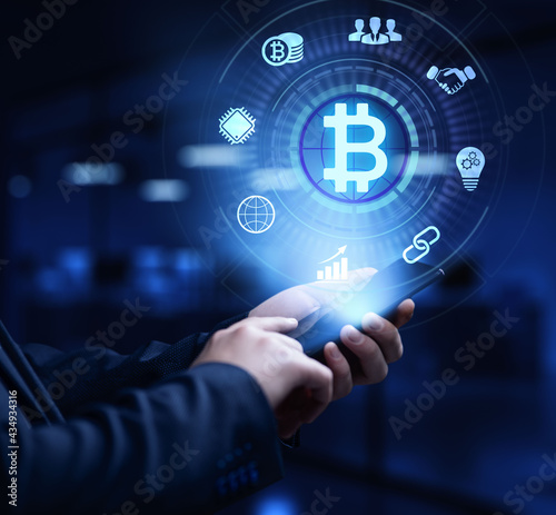 BItcoin virtual currencies digital money fintech financial technology concept