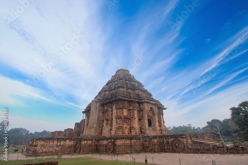 Stone Carvings On 13th century Ancient Hindu world heritage conservation Architecture At Konark Sun Temple Odisha.