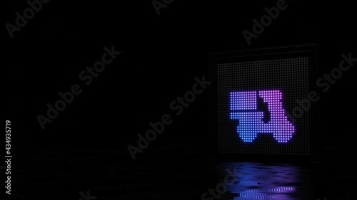 3d rendering of light shaped as symbol of scooter on black background