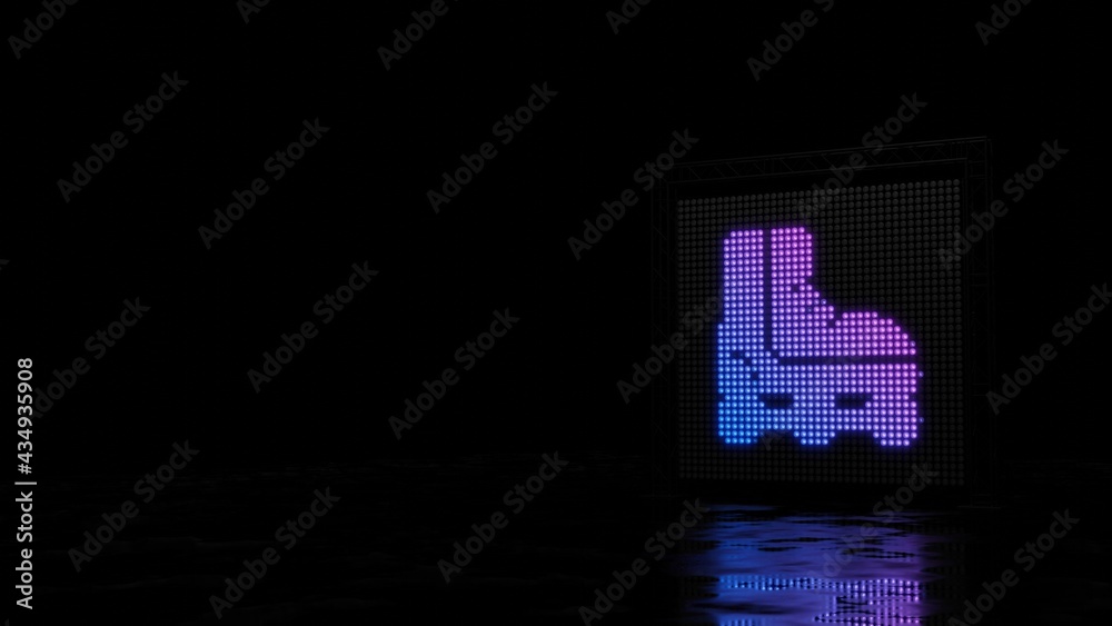 3d rendering of light shaped as symbol of roller skate shoe on black background 3d rendering of light shaped as symbol of roller skate shoe on black background