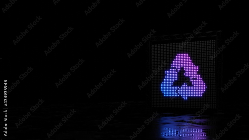 3d rendering of light shaped as symbol of renewable energy on black background 3d rendering of light shaped as symbol of renewable energy on black background