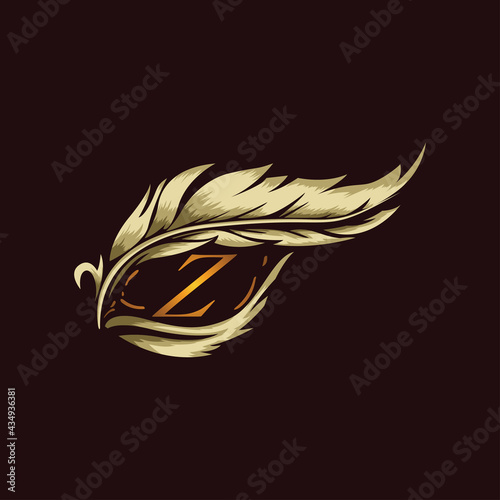 DESIGN Strong and elegant Z logo with gold feather shape