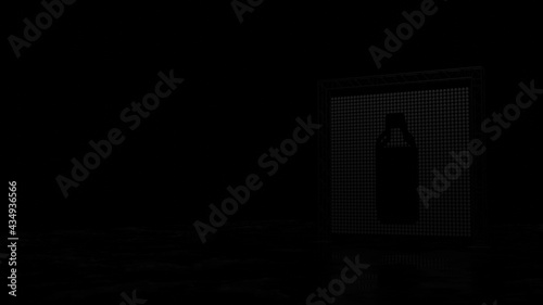 3d rendering of light shaped as symbol of milk on black background