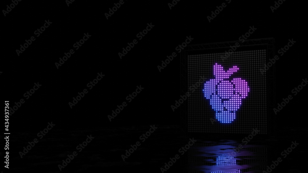 3d rendering of light shaped as symbol of grape on black background 3d rendering of light shaped as symbol of grape on black background