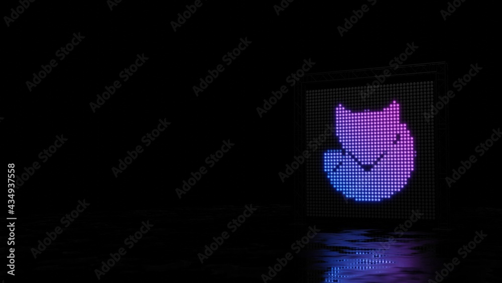 3d rendering of light shaped as symbol of fox on black background 3d rendering of light shaped as symbol of fox on black background