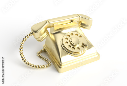 3D Render Concept of Old Telephone 3D art Design illustration.