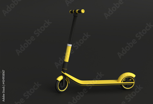 3D Render Concept of Single Push Scooter for children 3D art Design illustration.