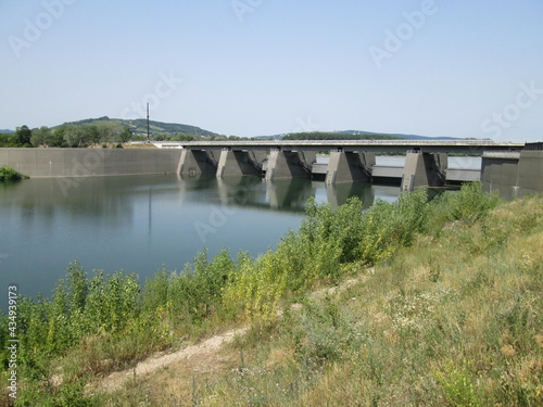 Картината върху платно Buttress Flood Control Dam in Vienna, Austria, Controlling Flooding on the Danub