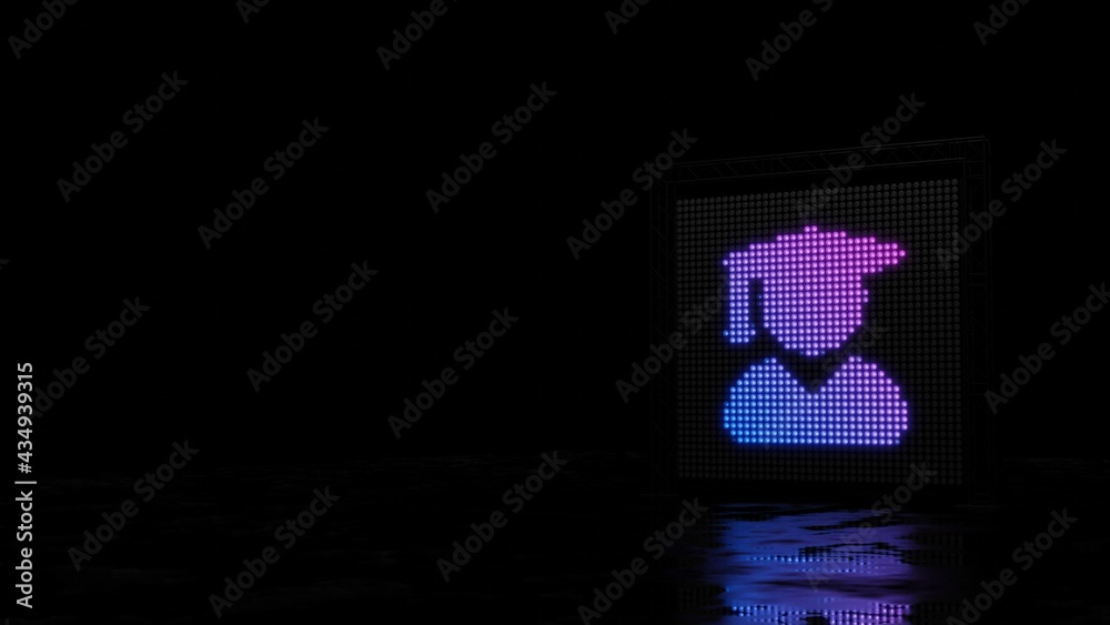 3d rendering of light shaped as symbol of user graduate on black background 3d rendering of light shaped as symbol of user graduate on black background