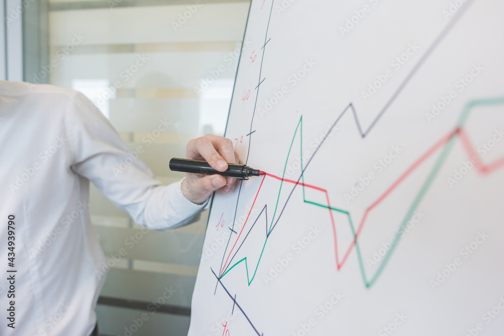 Close up hand businessman writing diagram Close up hand businessman writing diagram