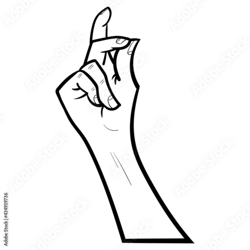 Women's hand snaps fingers. comic, outline, monochrome.