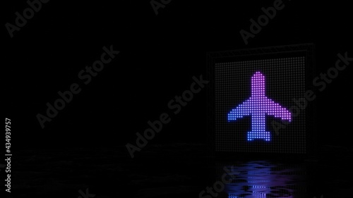 3d rendering of light shaped as symbol of technology on black background
