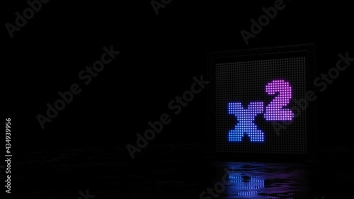 3d rendering of light shaped as symbol of superscript on black background photo