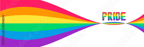 Rainbow background with Pride text.
