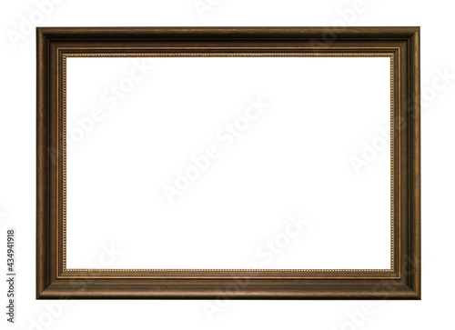 vintage dark brown wood picture frame cutout