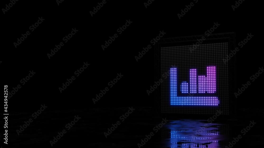 3d rendering of light shaped as symbol of chart bar on black background 3d rendering of light shaped as symbol of chart bar on black background