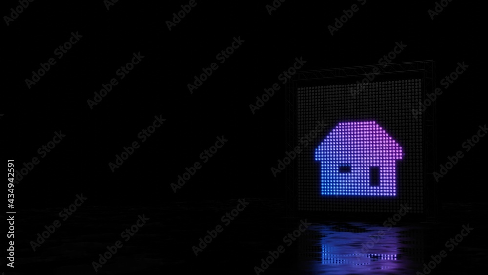 3d rendering of light shaped as symbol of house on black background 3d rendering of light shaped as symbol of house on black background